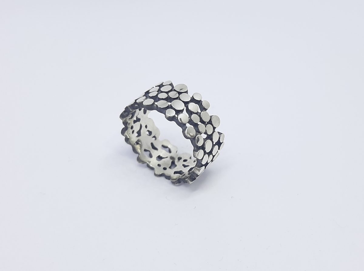 Silver Ring with Dots, Minimalist Ring, Band Ring, Armenian Handmade Jewelry, Gift for Her