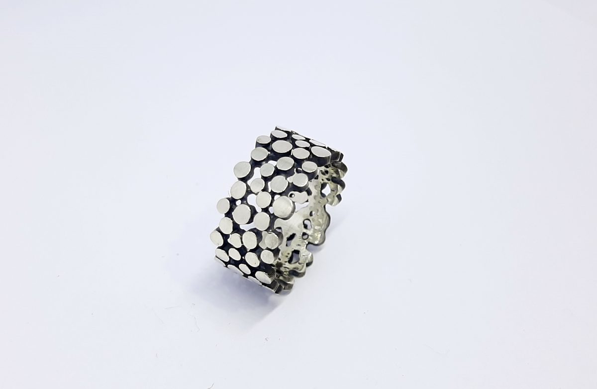 Silver Ring with Dots, Minimalist Ring, Band Ring, Armenian Handmade Jewelry, Gift for Her