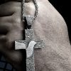 Large Armenian Cross with Dove, Sterling Silver 925 Double-Sided Cross Pendant, Religious Gift