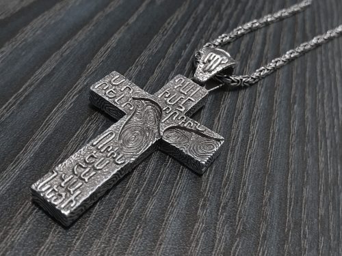 Large Armenian Cross with Dove, Sterling Silver 925 Double-Sided Cross Pendant, Religious Gift