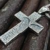 Large Armenian Cross with Dove, Sterling Silver 925 Double-Sided Cross Pendant, Religious Gift