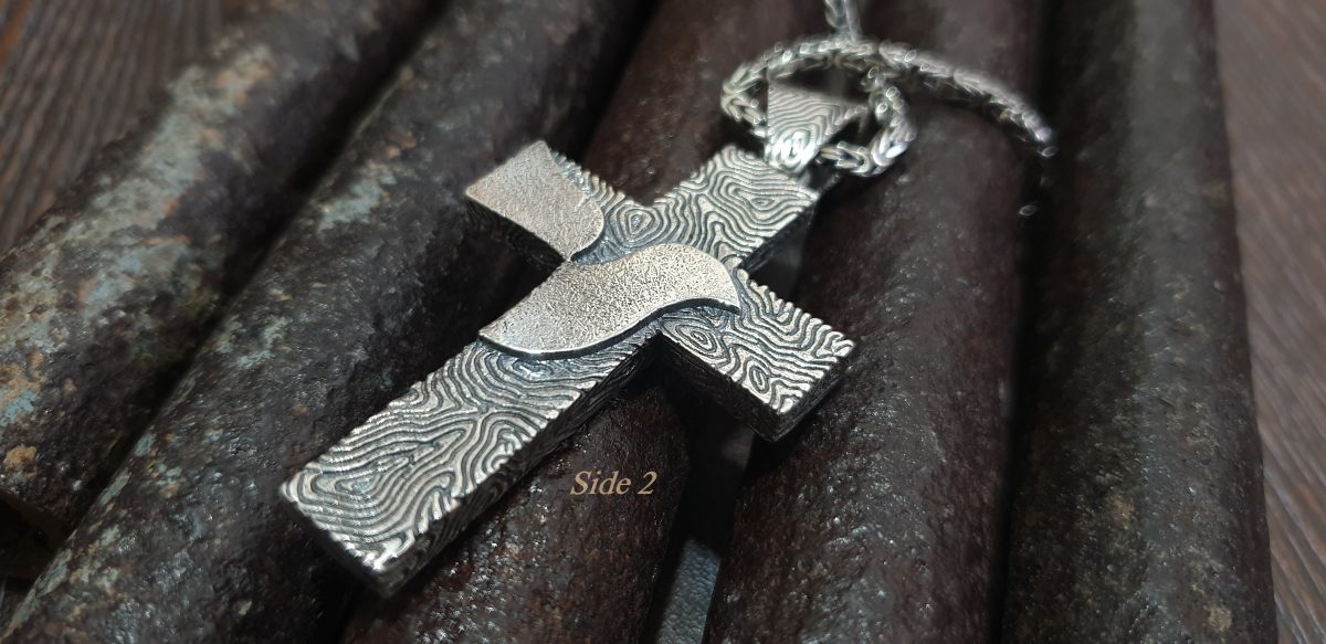 Large Armenian Cross with Dove, Sterling Silver 925 Double-Sided Cross Pendant, Religious Gift