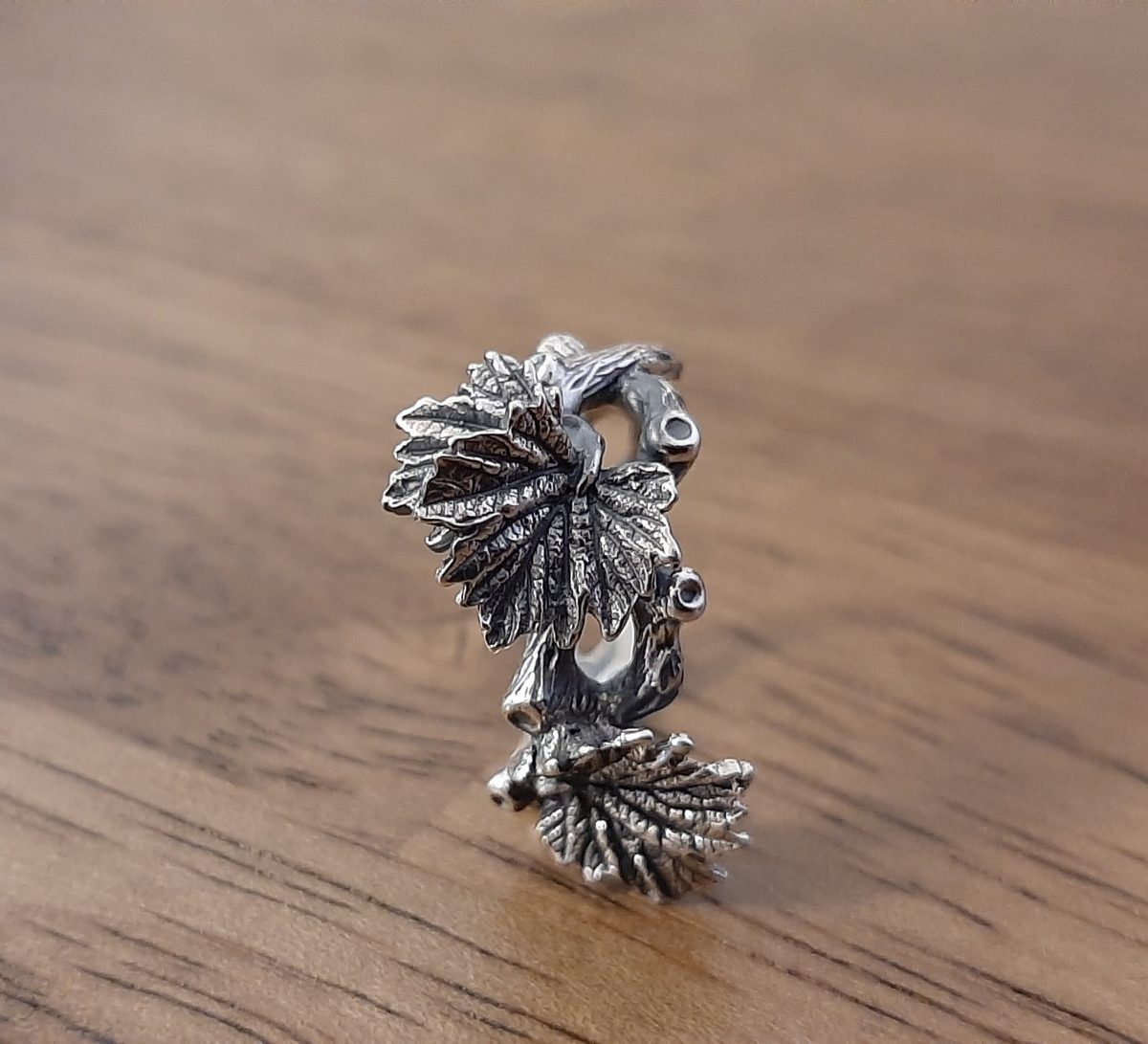 Twig Leaves Ring Sterling Silver 925, Minimalist Ring, Armenian Handmade Jewelry, Gift for Her