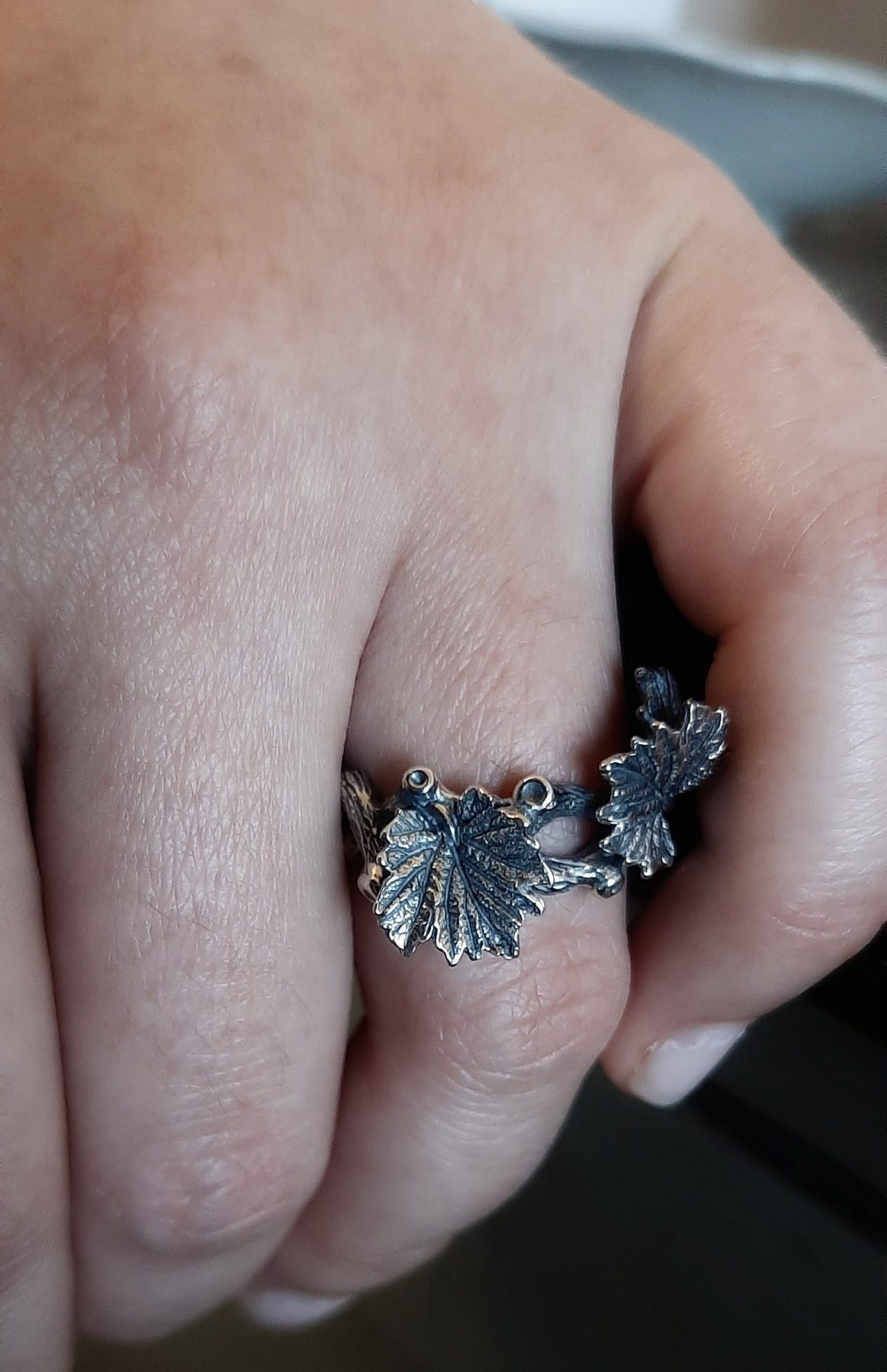 Twig Leaves Ring Sterling Silver 925, Minimalist Ring, Armenian Handmade Jewelry, Gift for Her