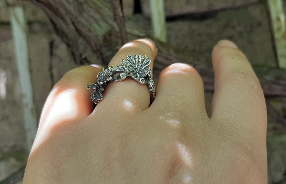 Twig Leaves Ring Sterling Silver 925, Minimalist Ring, Armenian Handmade Jewelry, Gift for Her