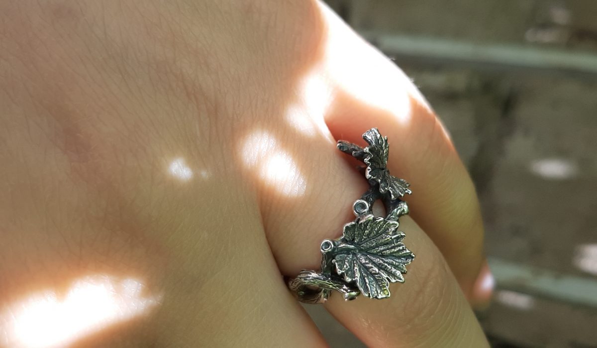 Twig Leaves Ring Sterling Silver 925, Minimalist Ring, Armenian Handmade Jewelry, Gift for Her