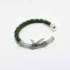 Leather Cuff Bracelet Bamboo, Sterling Silver 925