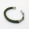 Leather Cuff Bracelet Bamboo, Sterling Silver 925