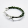 Leather Cuff Bracelet Bamboo, Sterling Silver 925
