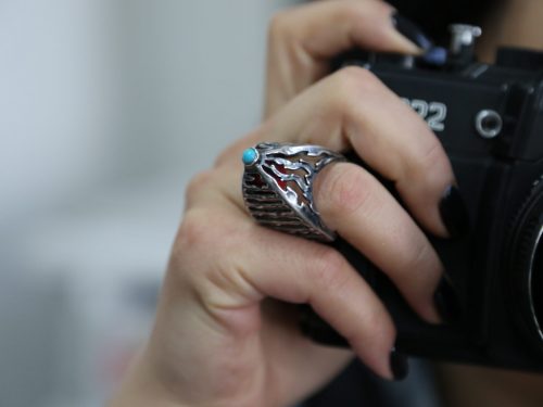 Large Ring Sterling Silver 925 with Turquoise and Coral, Statement Ring, Unusual Ring, Armenian Handmade Jewelry, Gift for Her