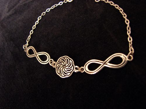 Silver Bracelet Wheel of Eternity and Infinity Sign Charm
