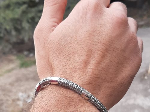 Heavy Rigid Men Bracelet Sterling Silver 925, Massive Brutalist Bracelet, Handmade Jewelry, Gift for Him, Gift for Husband