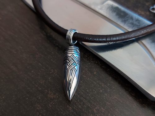 Bullet Pendant Sterling Silver 925, Leather cord, Brutalist Necklace