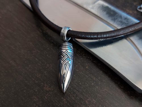 Bullet Pendant Sterling Silver 925, Leather cord, Brutalist Necklace