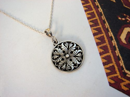 Armenian Ornament Pendant Sterling Silver 925, Ethnic Necklace Carpet Ornament