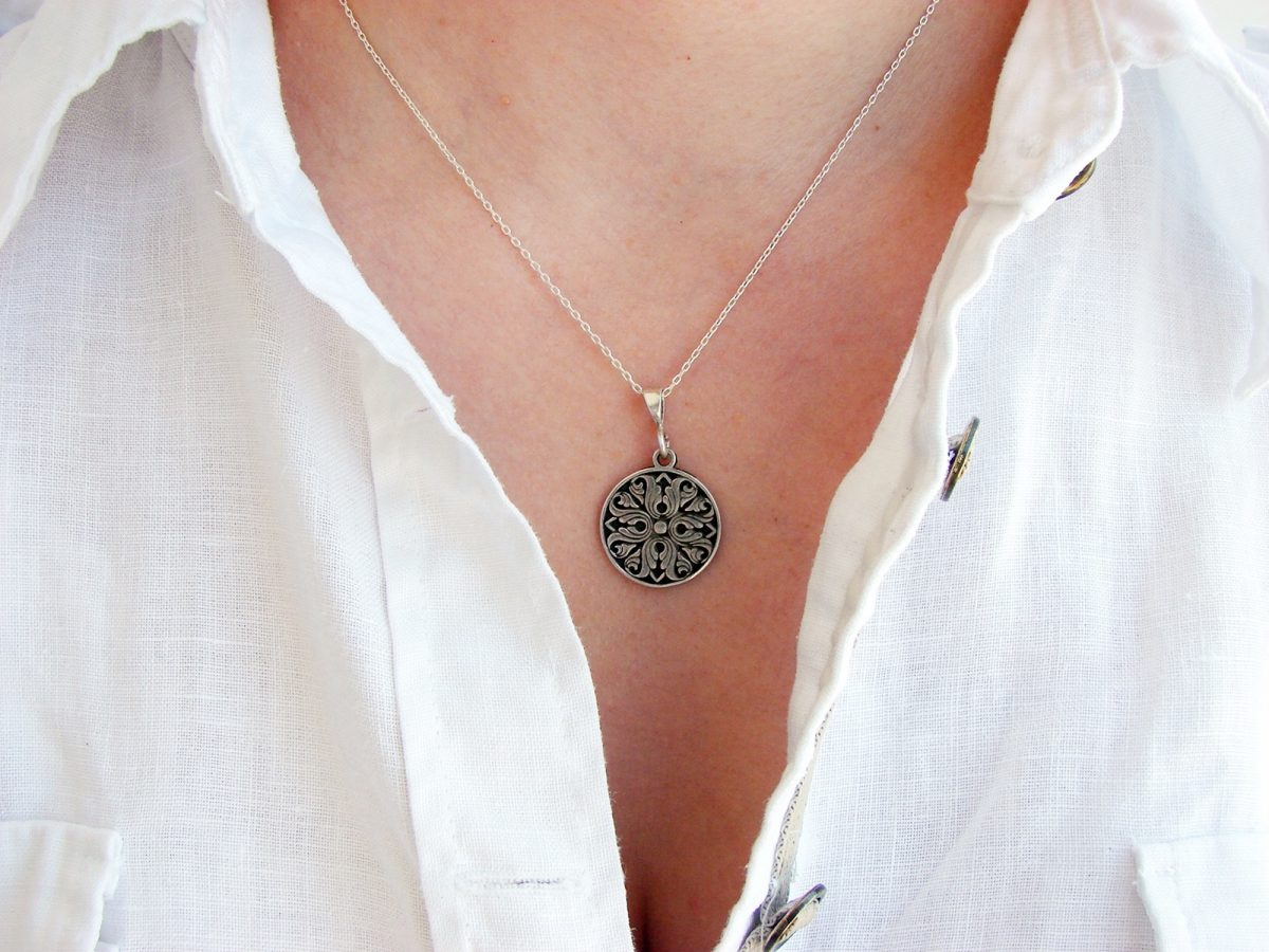 Armenian Ornament Pendant Sterling Silver 925, Ethnic Necklace Carpet Ornament