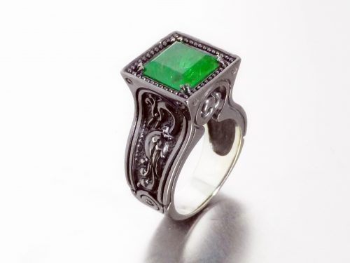 Luxury Emerald Ring Sterling Silver 925