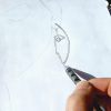 Silver Wire Face Silhouette Earrings with Pearls, Minimalist Jewelry