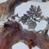 Cuff Bracelet Tree Branch with Leaves Sterling Silver 925