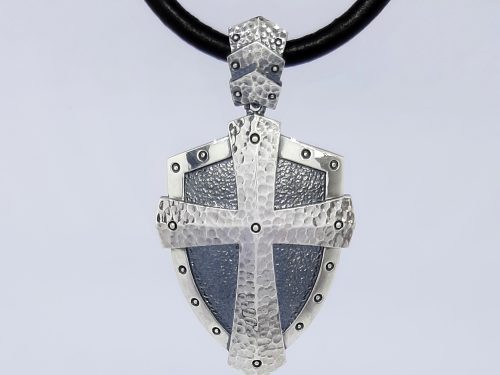 Pendant Shield Sterling Silver 925, Warrior Shield Cross Pendant