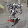 Girl on a Swing Necklace, Swinging Girl Pendant Sterling Silver 925