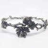 Cuff Bracelet Tree Branch with Leaves Sterling Silver 925