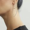 Silver Wire Face Silhouette Earrings with Pearls, Minimalist Jewelry