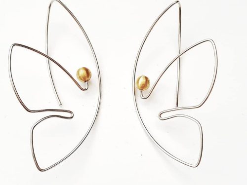 Silver Wire Butterfly Earrings with Pearls, Minimalist Jewelry Sterling Silver 925