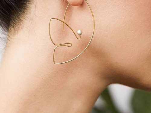 Silver Wire Butterfly Earrings with Pearls, Minimalist Jewelry Sterling Silver 925