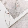 Silver Wire Face Silhouette Earrings with Pearls, Minimalist Jewelry