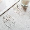 Silver Wire Face Silhouette Earrings with Pearls, Minimalist Jewelry