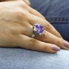 Large Ring Sterling Silver 925, decorated with sparkling Blue Cubic Zirconia