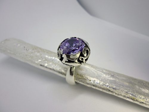 Large Ring Sterling Silver 925, decorated with sparkling Blue Cubic Zirconia