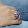 Large Ring Sterling Silver 925, decorated with sparkling Blue Cubic Zirconia