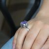 Large Ring Sterling Silver 925, decorated with sparkling Blue Cubic Zirconia