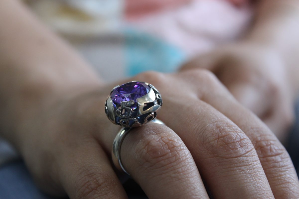 Large Ring Sterling Silver 925, decorated with sparkling Blue Cubic Zirconia