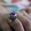 Large Ring Sterling Silver 925, decorated with sparkling Blue Cubic Zirconia