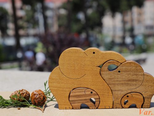 Wooden Puzzle Toy Elephant Family