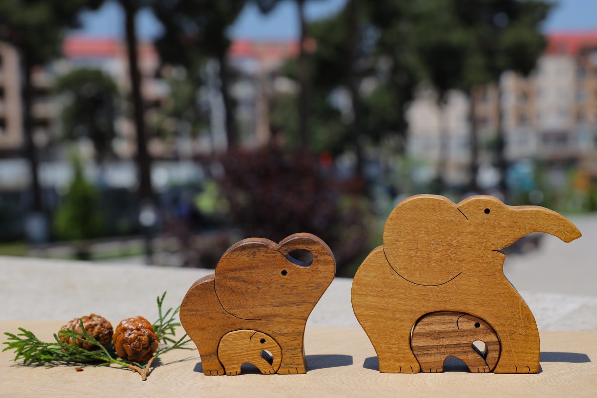Wooden Puzzle Toy Elephant Family