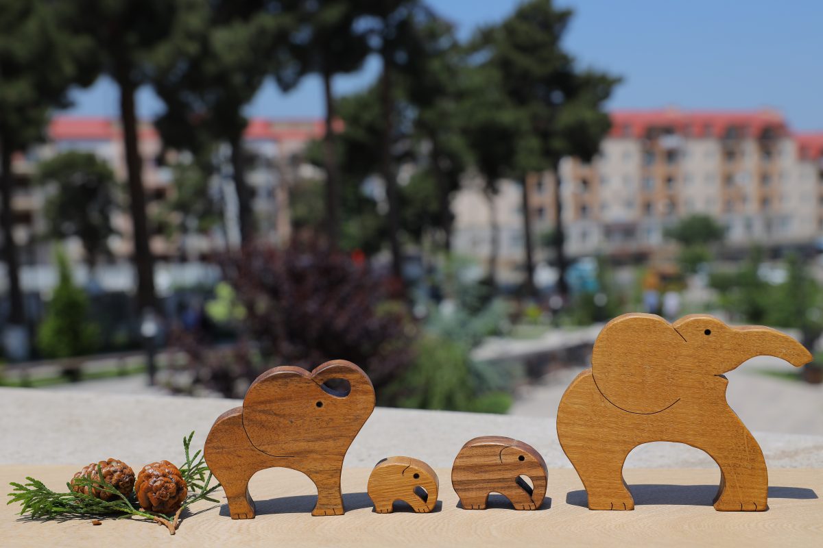 Wooden Puzzle Toy Elephant Family