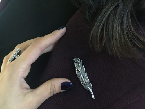Brooch Feather Sterling Silver 925, Pin Brooch