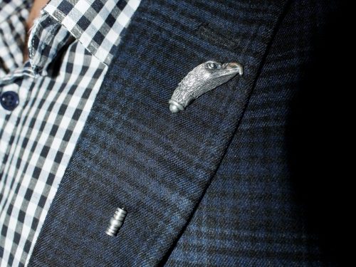 Lapel Pin Brooch Eagle Sterling Silver 925 for Men