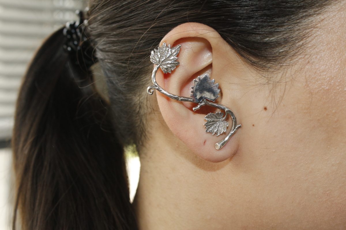 Cartilage Studs Earrings Leaves Sterling Silver 925