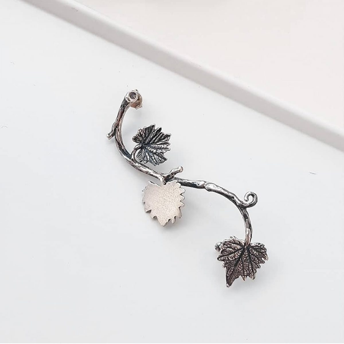Cartilage Studs Earrings Leaves Sterling Silver 925