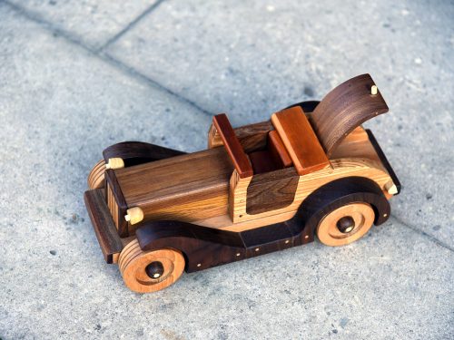 Wooden Toy Retro Car Ford, Wood Montessori toy car