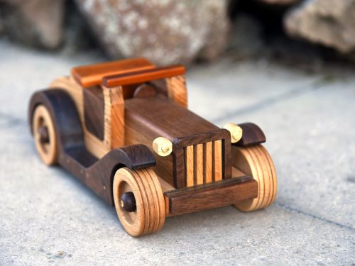 Wooden Toy Retro Car Ford, Wood Montessori toy car