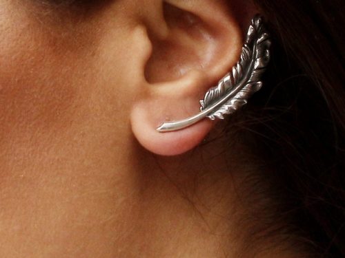 Feather Cartilage Studs Earrings Sterling Silver 925, Dainty Stud Earrings, Angel Feather Earrings