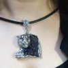 Silver Leopard Pendant with Druzy Rainbow Carborundum