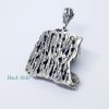 Silver Leopard Pendant with Druzy Rainbow Carborundum
