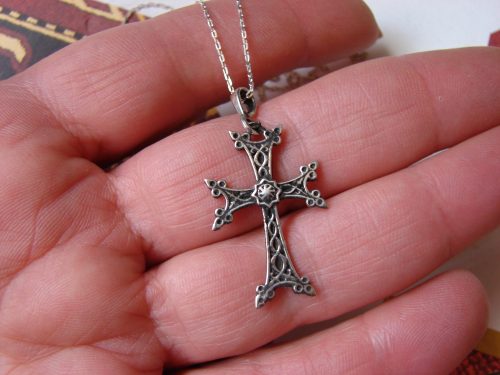 Silver Armenian Cross Khachqar Ornament